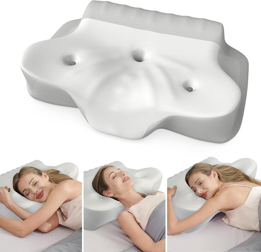 ABLEGRID Memory Foam Cervical Neck Support Pillow,Contour Cooling Gel Pillow for Neck Shoulder Pain Relief,Odorless Ergonomic Orthopedic Adjustable Deep Sleep Bed Pillow for Side,Back,Stomach Sleepers