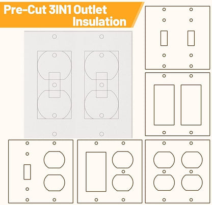 20Pcs Wall Insulation Outlet Insulators Sealers,Electrical Outlet Insulation Pads for Wall, Light, Switch Socket