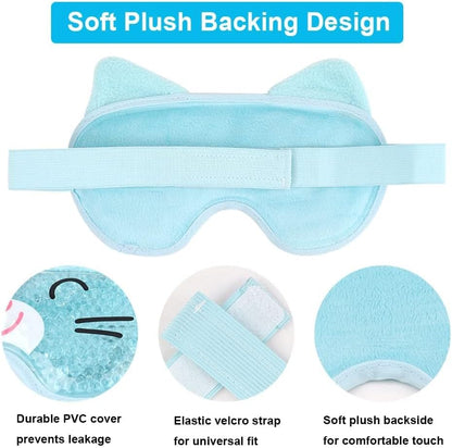 NEWGO Kids Ice Pack Eye Mask Cold Compress Reusable Hot Cold Therapy Gel Eye Mask with Soft Plush Backing