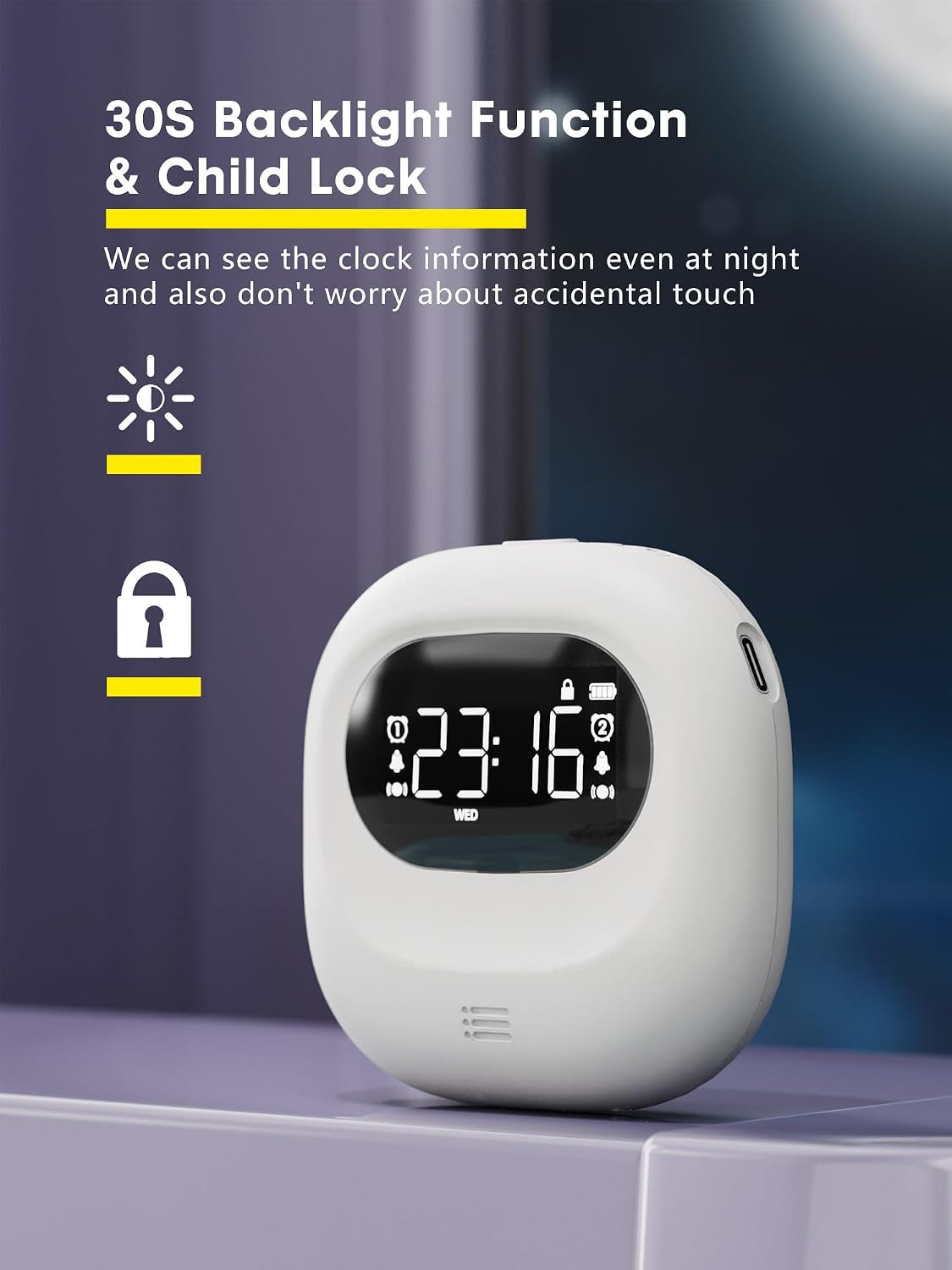 Vibrating Alarm Clock Bed Shaker Travel Clock, Rechargeable 3000mAh Battery