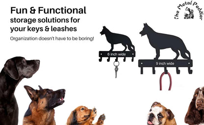 Golden Retriever Key Holder Leash Hanger - Large 9 inch | Made in USA. 5 Hooks. Wall Mounted