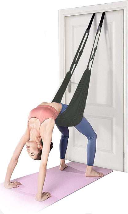Yoga Stretching Strap, Adjustable Leg Stretcher Waist Back Stretch Band with Door Anchor, Flexibility Backbend Trainer for Aerial Yoga, Pilates, Ballet, Dance