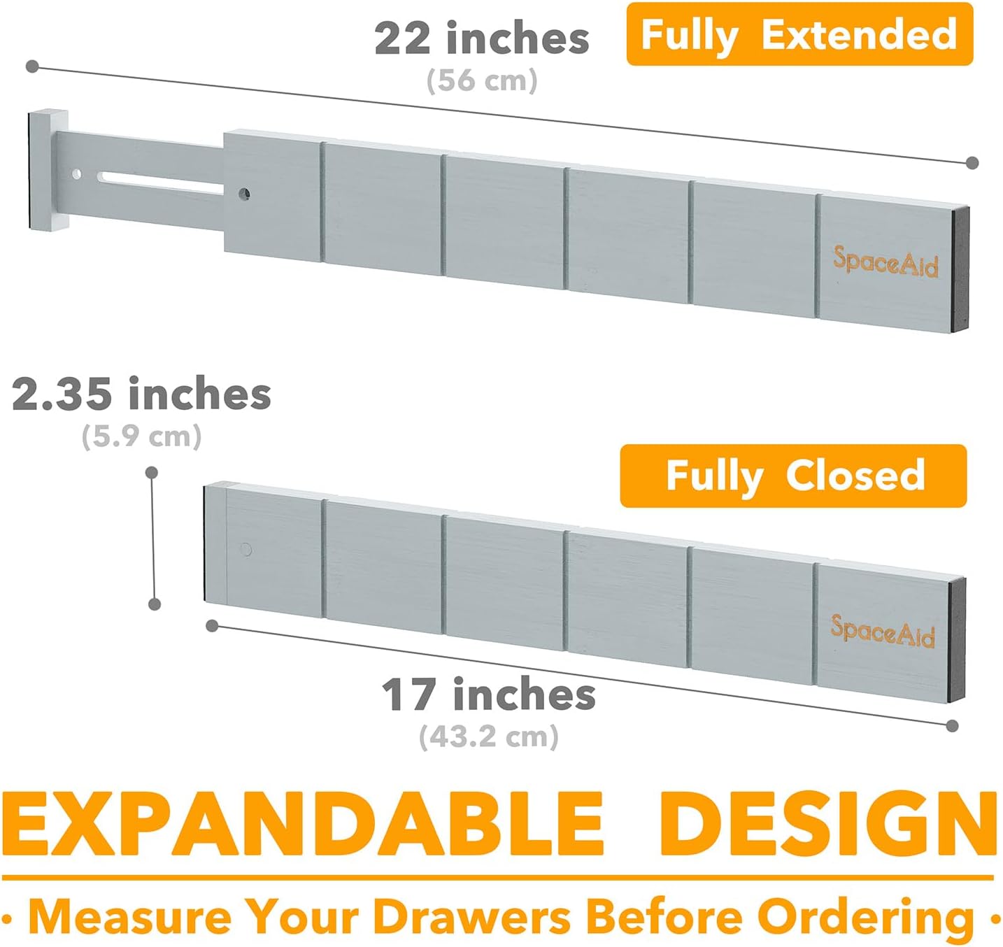 SpaceAid Bamboo Drawer Dividers with Inserts and Labels, Kitchen Adjustable Drawer Organizers, Expandable Organization for Home, Office, Dressers, 4 Dividers with 9 Inserts (17"-22" Natural)