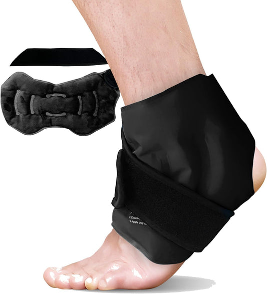 RelaxCoo Ankle Ice Pack Wrap for Swelling, Reusable Gel Ice Pack for Ankle Injuries, Cold Compress Therapy for Foot Pain Relief, Achilles Tendonitis, Plantar Fasciitis, Sprains