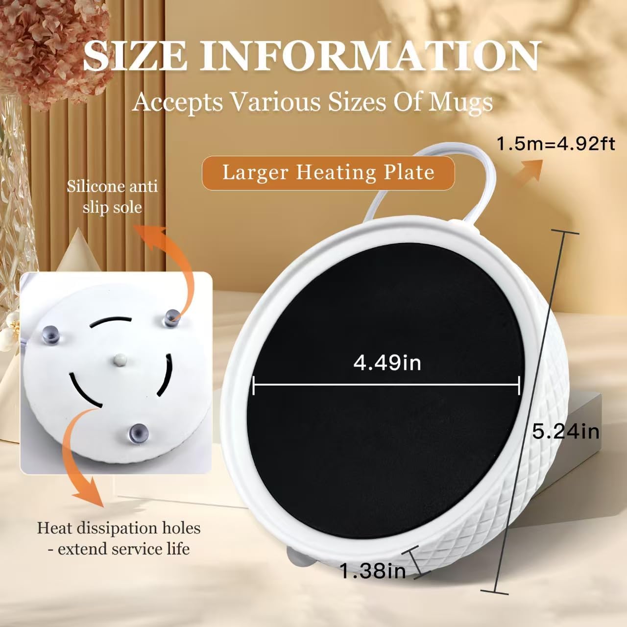 Candle Warmer Plate with Timer, Auto Shut Off Ceramic Electric Large Candle Wax Melt Warmer for Jar Candles, Mug Warmer for Coffee Cup Beverage Milk Tea for Home Office(White)