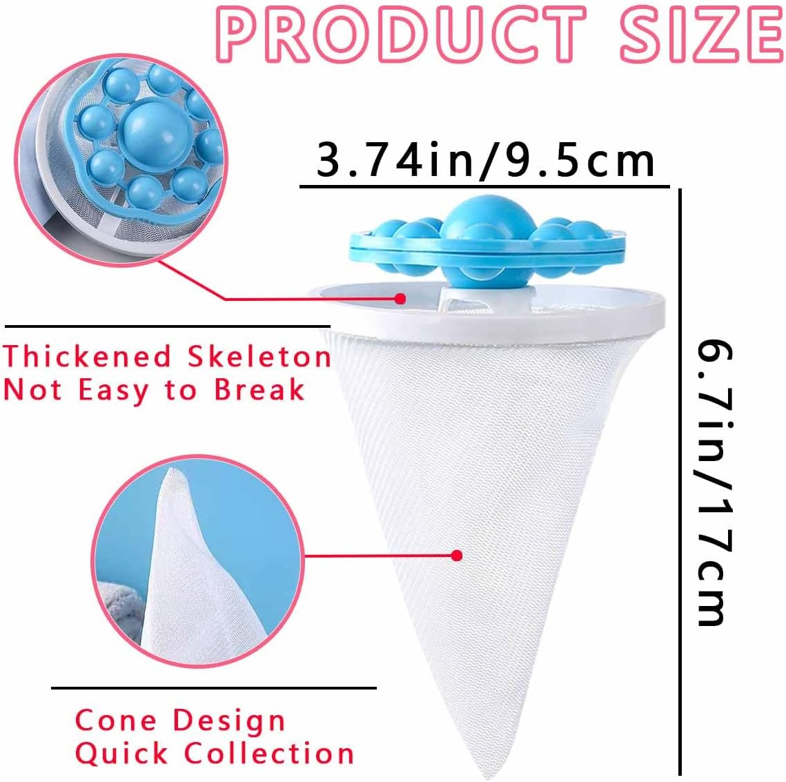 6 PCS Hair Filter Bag Floating Lint Catcher for Washing Machine Pet Hair Catcher Spherical Shape Lint Trap Cleaning Tool Reusable Washing Hair Filter Cleaning Mesh Bag Dog Cat Hair Remover for Laundry