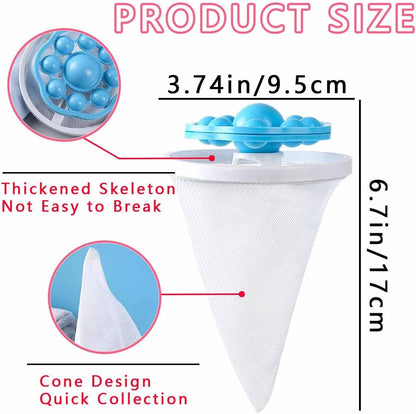 6 PCS Hair Filter Bag Floating Lint Catcher for Washing Machine Pet Hair Catcher Spherical Shape Lint Trap Cleaning Tool Reusable Washing Hair Filter Cleaning Mesh Bag Dog Cat Hair Remover for Laundry
