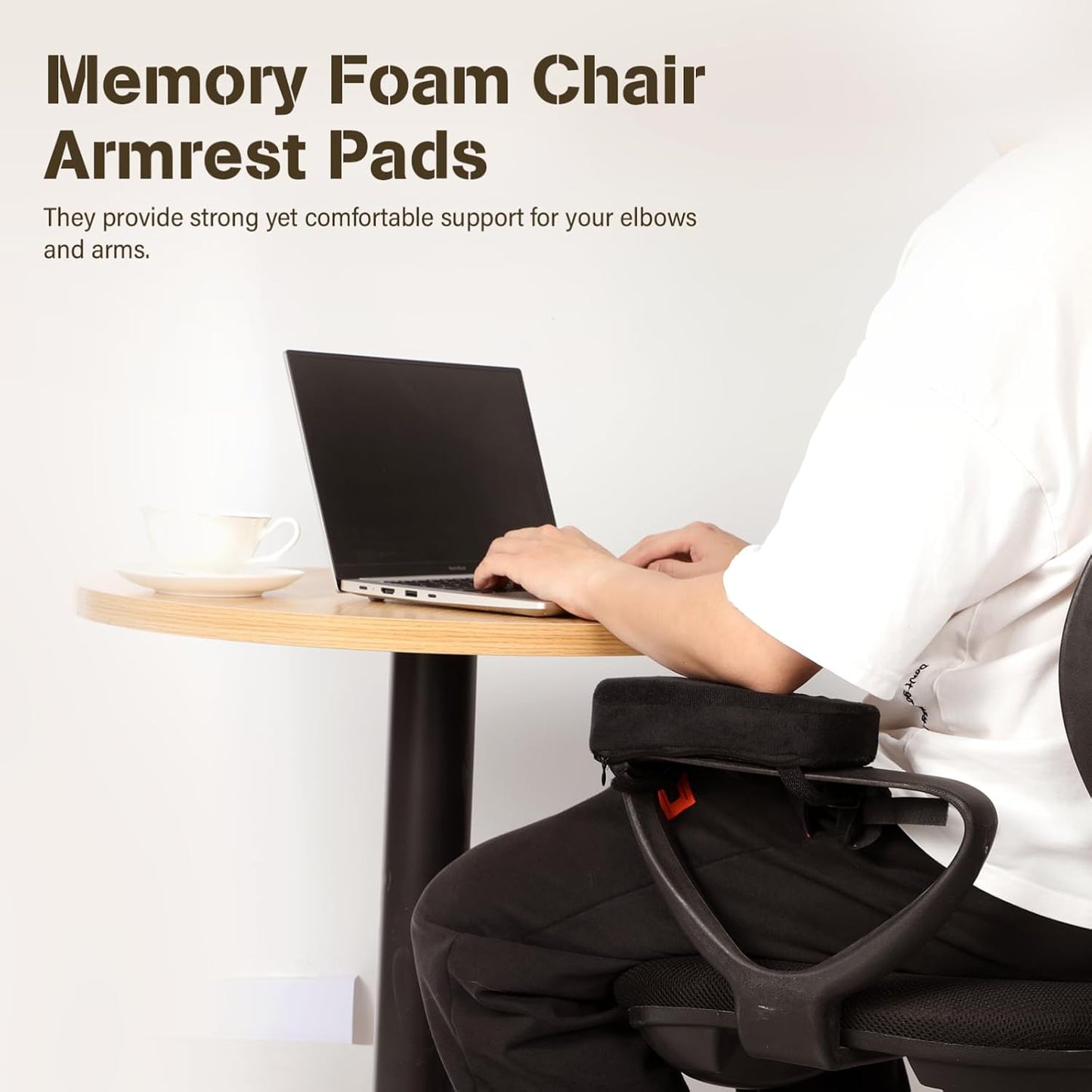 Memory Foam Chair Armrest Pads, 1 Pair Office Chair Arm Pads, Gaming Chair Arm Rest Pillows, Desk Chair Elbow Support Cushions for Offices, Study Rooms, Game Rooms | Soft elbow cushions with adjustable straps for office chairs, gaming chairs, desk chairs