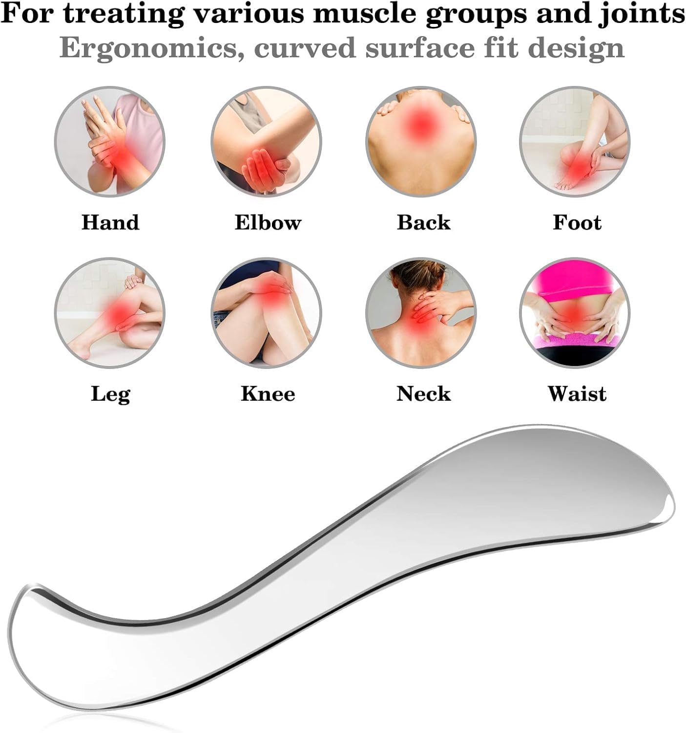 Gua Sha Scraping Tool Stainless Steel, Body Massage for Neck Back | Grade Stainless Steel Scraping Tool for Soft Tissue Upgrade Physical Therapy Stuff, Legs, Massage apparatus, Gua sha Tool