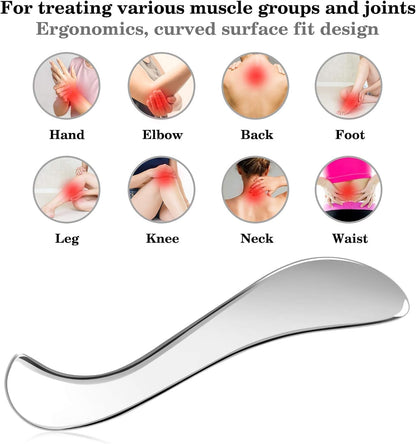 Gua Sha Scraping Tool Stainless Steel, Body Massage for Neck Back