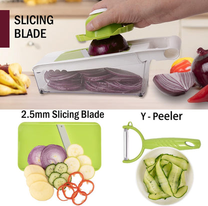 NACOLUS Cheese Grater with Container,5 In 1 Mandoline Slicer for Kitchen,Multi Purpose Vegetable Slicer, Easy to Clean Vegetable Chopper,Cheese Shredder,Julienne Slicer and Peeler | all-in-one vegetable slicer&cheese grater,with container or use