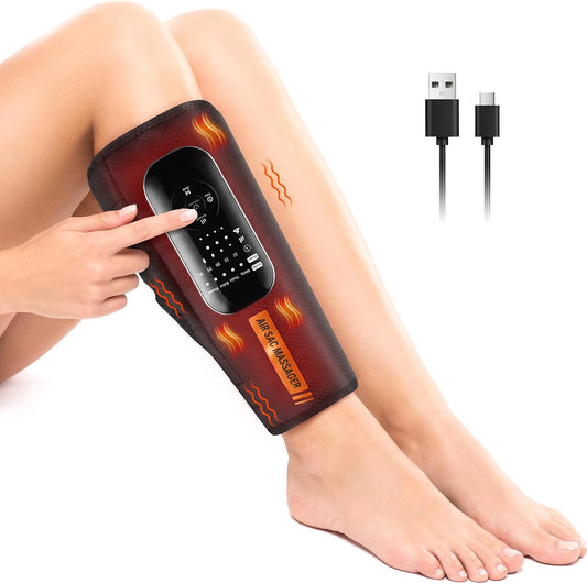 Cordless Calf Massager with Heat and Compression, Single Leg Sleeve | Rechargeable calf massager with air compression, heat, vibration, 5 intensities and multiple modes for Relax Gym