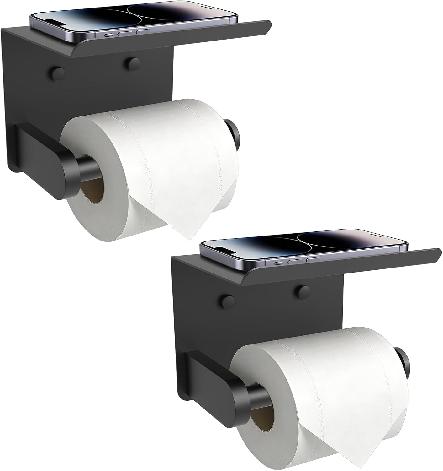SetSail Toilet Paper Holder with Shelf Adhesive or Screw-in Matte Black | Adhesive or Screw-in,Waterproof and Rustproof Stainless Steel,Wall Mount Design,for Bathroom Hardware Accessories