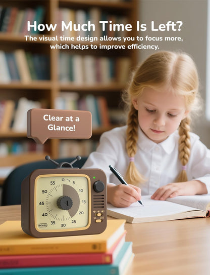 LIORQUE Visual Timer for Kids with Pause, 60 Minute Countdown Timer, Green | Non-Ticking, 3 Volume Levels, Back Magnetic, Two Ringing Durations, Light Indicator, for Classroom Kitchen Office ADHD