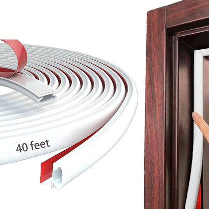 Black Rubber Weather Stripping Door Seal Strip, D Shape Door Weather Seal Strip, Self-Adhesive Soundproofing Frame Insulation Tape for Doors Frame/Window Seal,Blocks Cold Drafts Noise