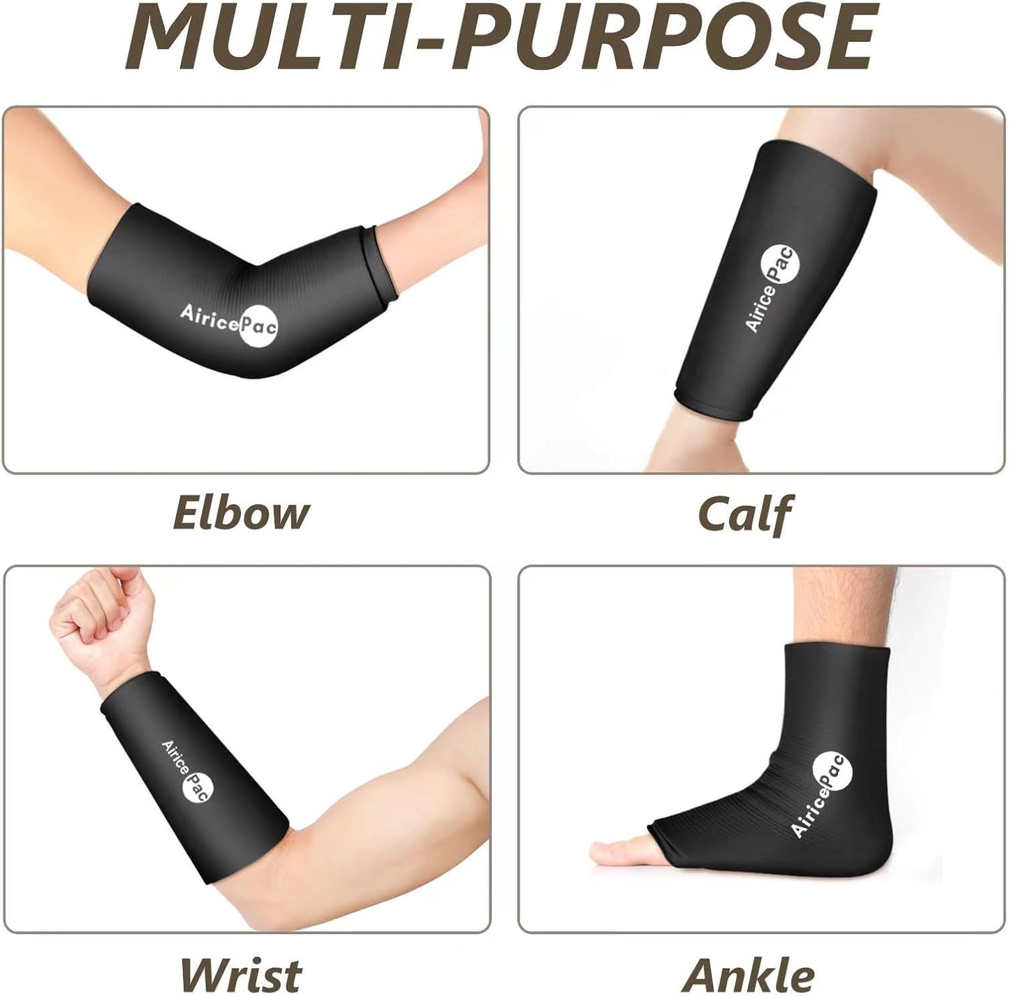 AiricePac Elbow Ice Pack Wrap, Tennis Golfers Sleeve For Arm and Calf Injuries Reusable, Cold Compression for Pain Relief