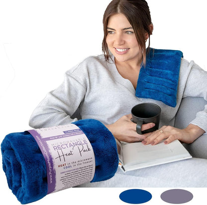 Purple Moon Collection - Microwavable Heating Pad for Neck & Shoulders - 6x16, Gray - Flaxseed Heat Pack - Weighted Hot & Cold Therapy Compress Wrap for Pain Relief, Menstrual Cramps, Sore Muscles