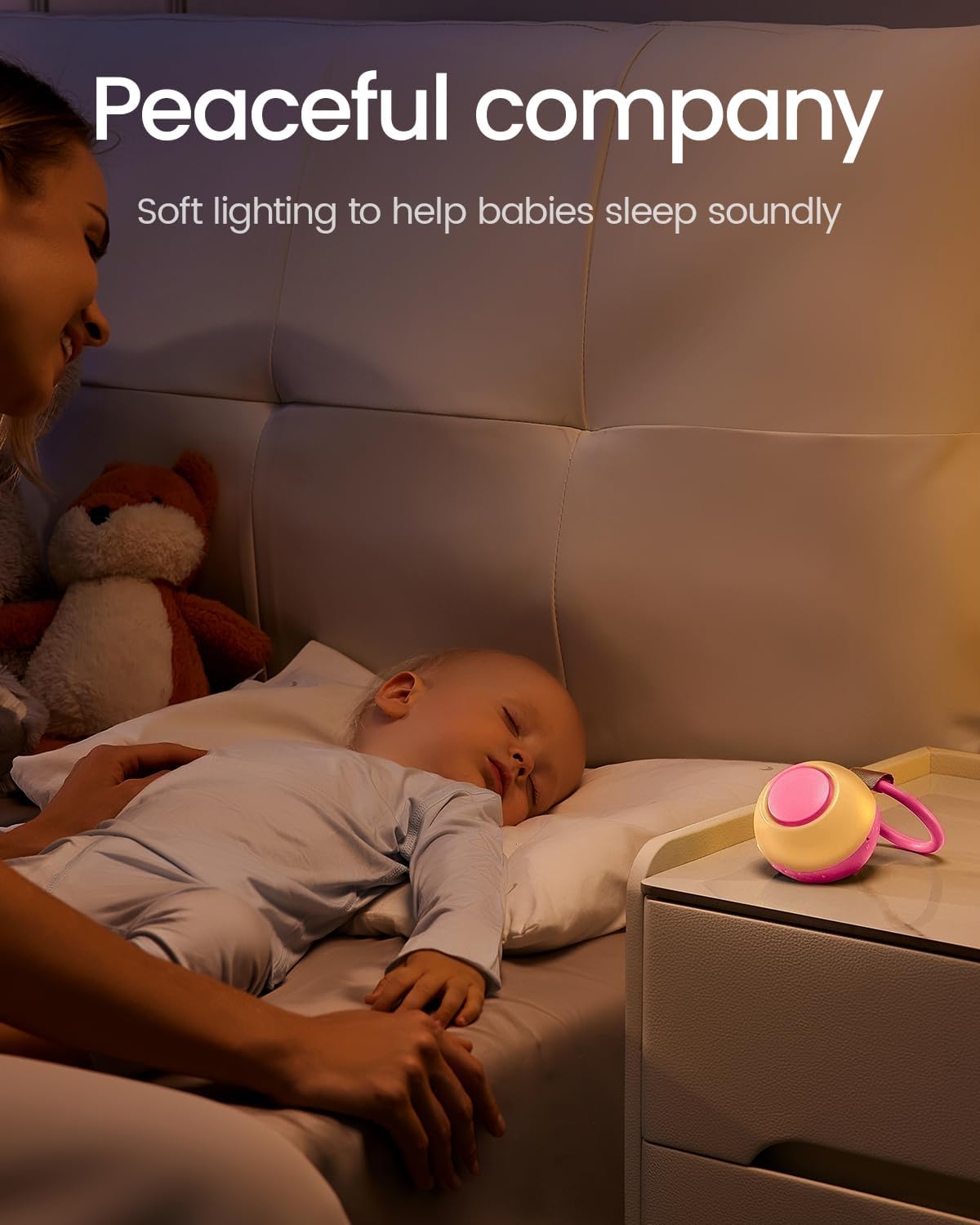 CHICWAY Portable Sound Machine with AI Cry Detection White Noise Machine