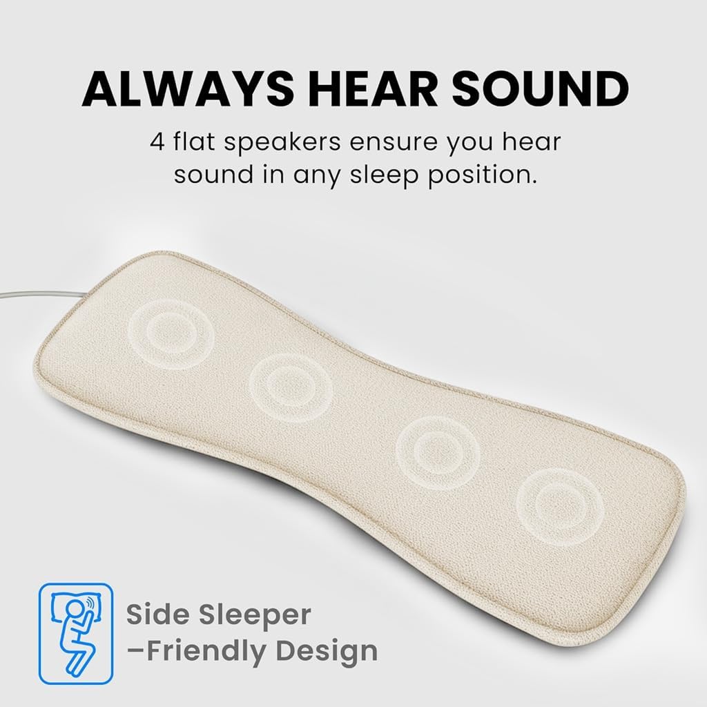 Avantree Slumber 2 - Bluetooth Pillow Speaker for Side Sleepers | 4 Ultra-Flat Speakers, White Noise, Remote Control & Sleep Timer, Soft Design for Sleeping, Podcasts & Audiobooks, Gray