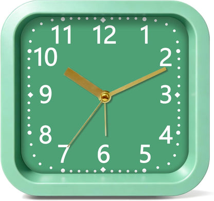 Loud Alarm Clock for Heavy Sleepers, 4.5" Simple Square Analog Alarm Clocks with Silent Movement Battery Operated Easy-to-Read Dial, Plastic Small Desk Clock for Bedroom Teens Seniors, Black