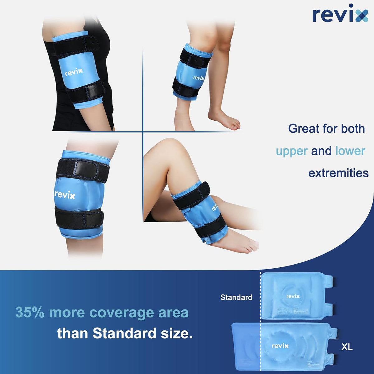 REVIX XL Knee Ice Wrap Around Entire Knee, Gel Ice Pack for Muscle Ache, Cold Pack to Reduce Discomfort and Promote Flexibility, Soft Plush Linings, Purple