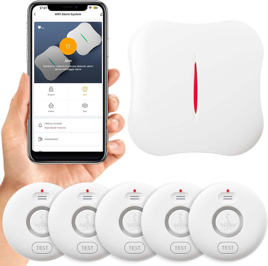 Smart Water Leak Detector for Home 5 Pack, Driping Leakage Flood Detectors | 120dB Loud, IP66, APP Push, Wireless Water Leak Alarm , 5 Water Sensors & 1 WiFi Gateway for Kitchen, Sink, Laundry