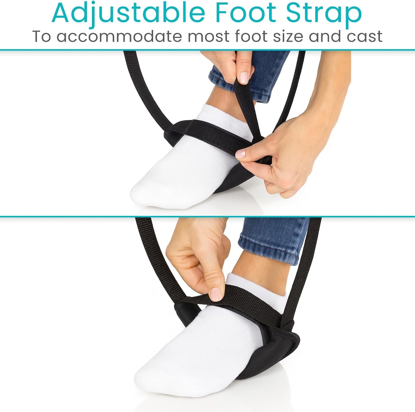 Vive Leg Lifter Strap - Leg Raise Stretch Strap w/Loop for Physical | Therapy, Elderly - Doesn't Strain Knee, Thigh, & Hip Like Other Leg Lifters - Hamstring Stretcher After Surgery, Bed Foot