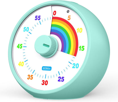 Visual Timer for Kids, 60-Minute Countdown for Classroom Office Kitchen, Desk Timer Kids Time Management Tools with Silent Operation, Pomodoro Timer Rainbow Pattern Purple