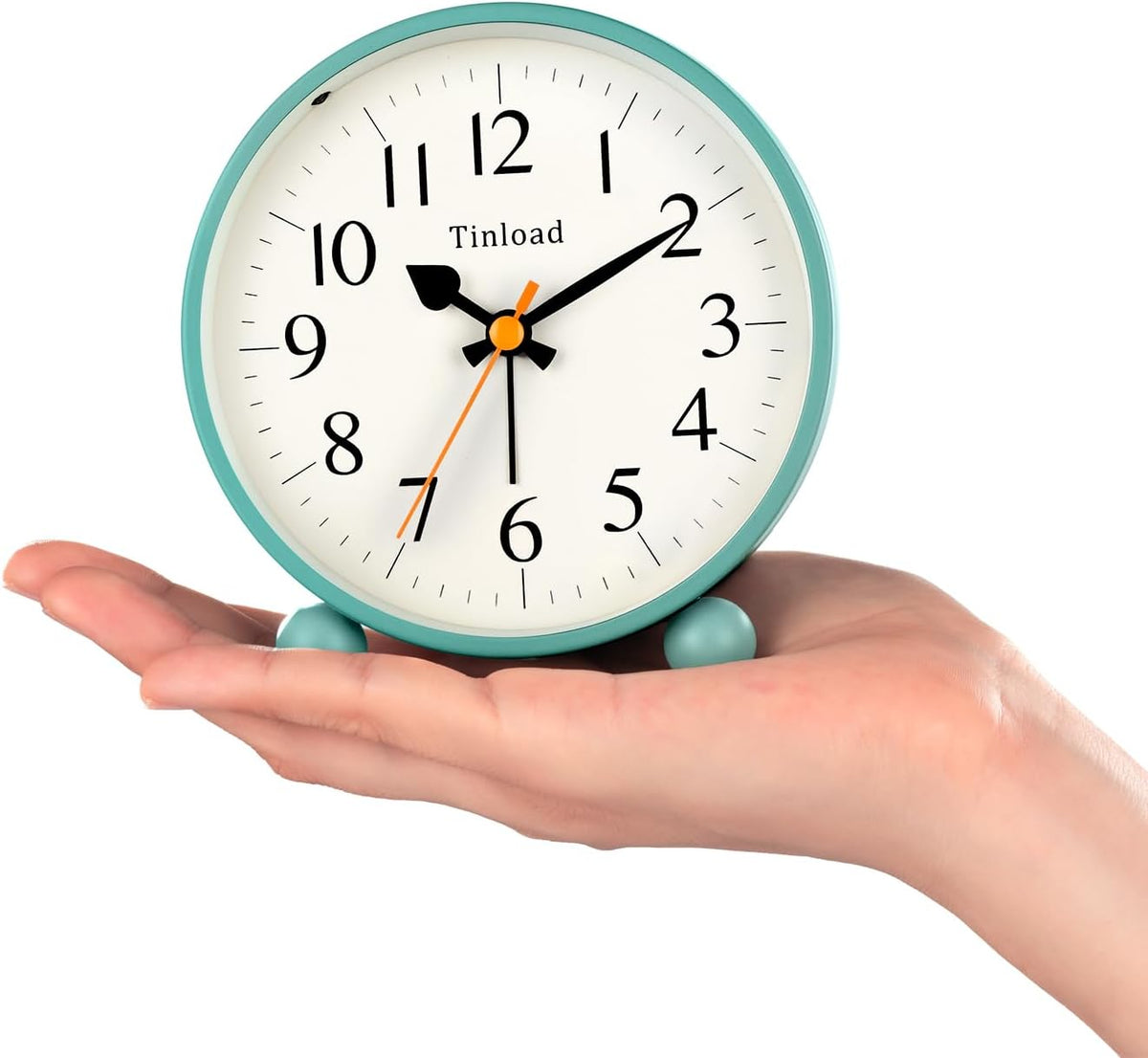 Tinload 4.5" Vintage Retro Analog Alarm Clock, Super Silent Non Ticking Small Clock with Manual Light, Snooze, Battery Operated, for Living Room, Bedroom, Bedside, Desk(Blue)