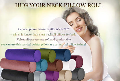 Tinbolunce Memory Foam Roll Pillow for Knee/Leg/Neck - Full Moon Bolster/Round Cylinder Pillow for Sleeping on Side or Back - Removable Cooling Cover Length 18" x 6" Diameter (Gray)