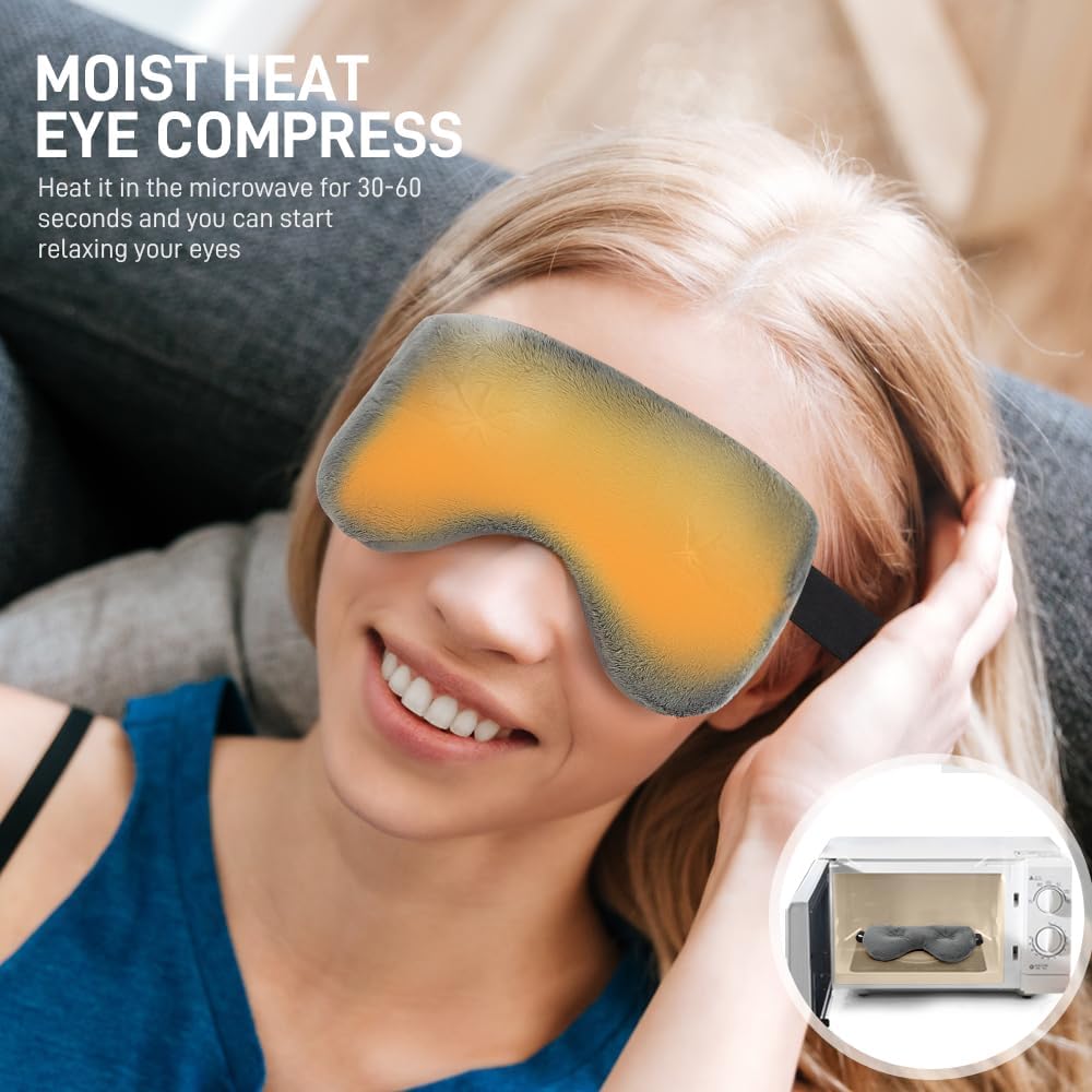 Moist Heated Eye Masks for Dry Eyes, Stye, Warm Compress for Sleeping | Purple, Microwavable Heating, Hot Compress for Relieve, Flaxseed Filling