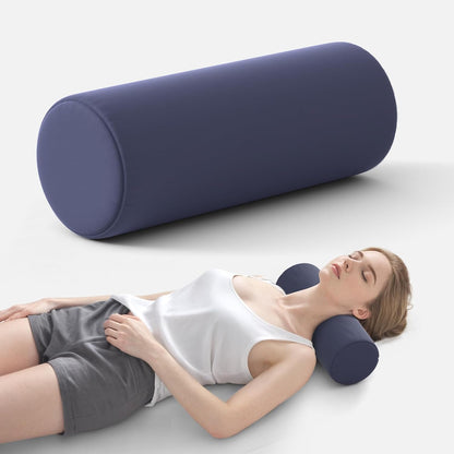Neck Roll Pillow for Neck Pain Relief - Memory Foam Neck Support Pillow for Bed | Round Neck Pillow for Sleeping, 15.7 * 6 * 6 inch (Cool-Blue)