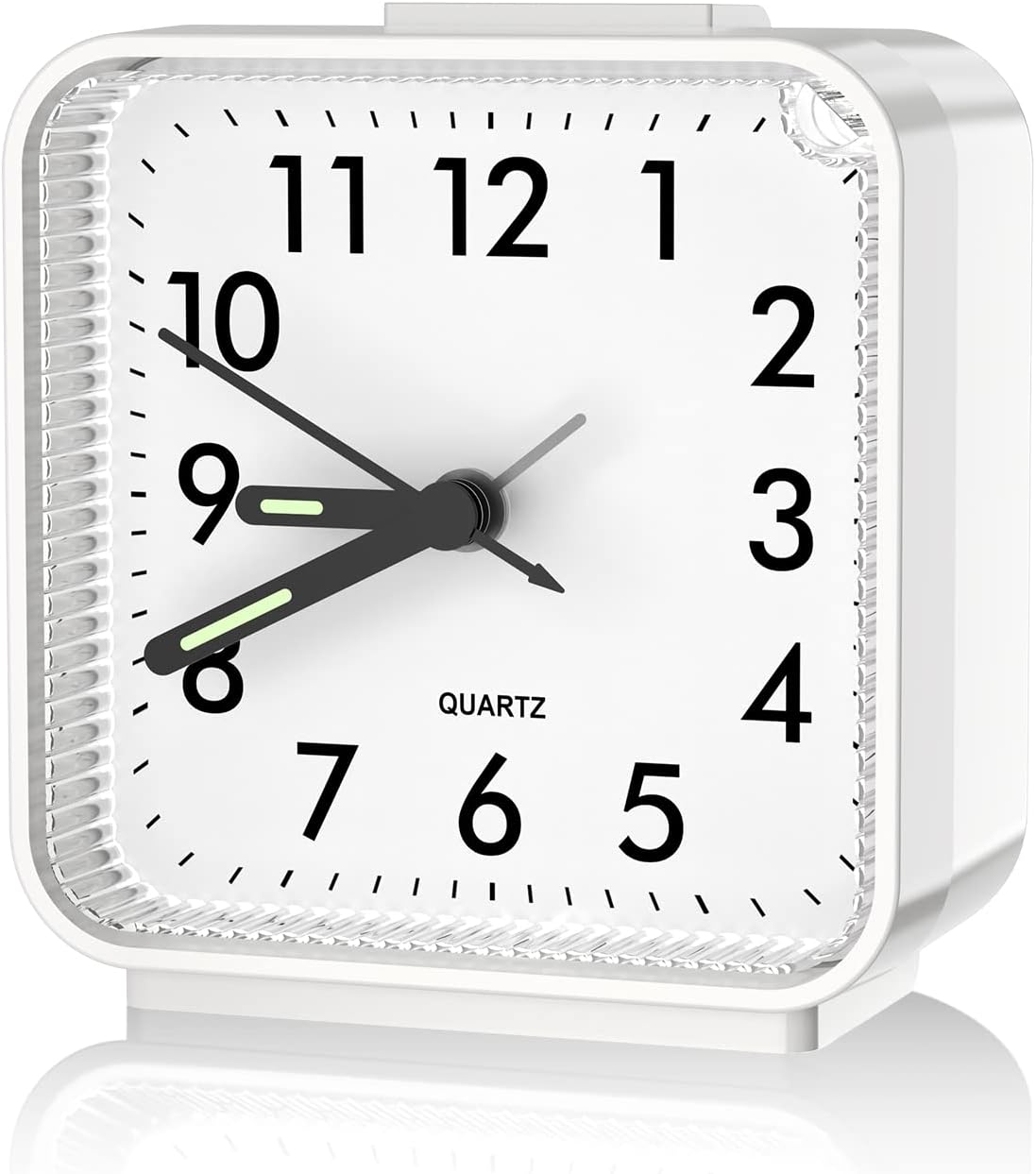 Analog Alarm Clock, Silent Non Ticking Table Clock, Travel Bedside Clock with Snooze, Night Light, Ascending Beep Sounds, Battery Operated Loud Small Clocks for Bedroom Travel Office, Black