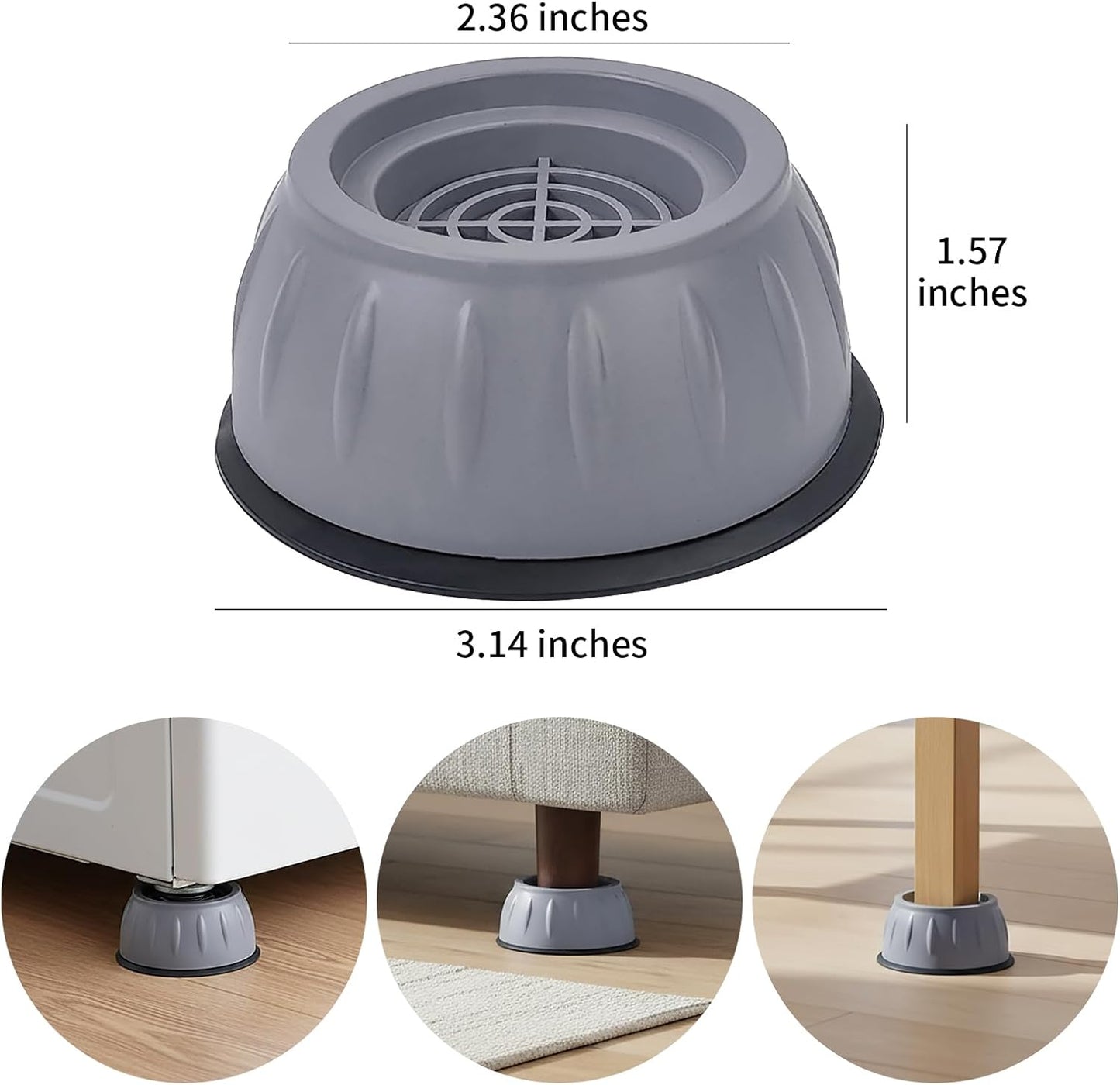 Anti Vibration Pads for Washing Machine, Washer Stabilizer and Dryer Bumper Pads - Appliance Anti Vibration Pads to Prevent Walking, Riser Feet, 4 Pack