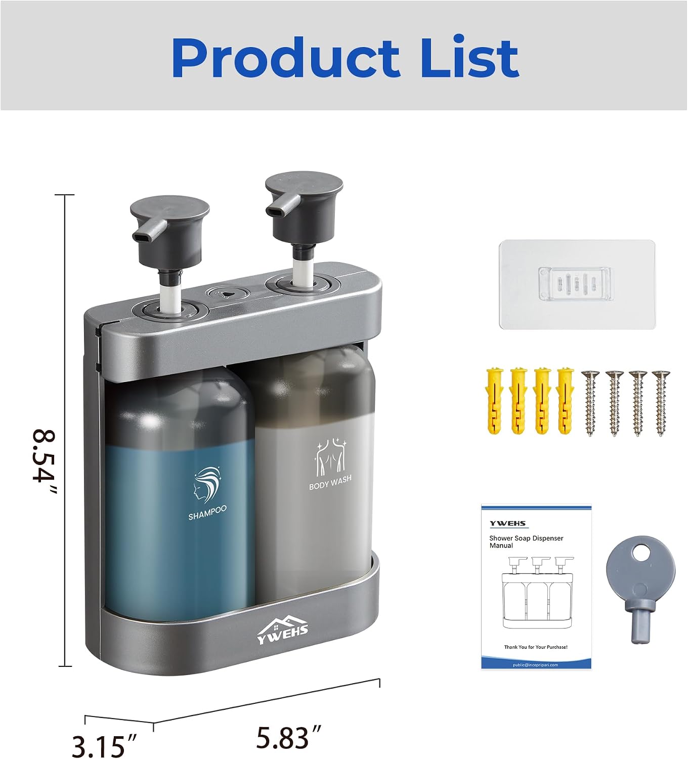 Shampoo and Conditioner Dispenser Shower Soap Dispenser 3 Chamber No Drill Shampoo Dispense for Shower Wall Mounted Shower Shampoo Dispenser 3 Chamber for Bathroom Hotel 3 * 13.37 fl.oz Black