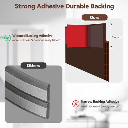 Ohuhu Door Draft Stopper, 1" Wide Adhesive Weather Stripping Seal, 39" | self-adhesive silicone, for interior exterior doors, 3-layer soundproof, save energy, blocks drafts, noise, light, dust, bugs