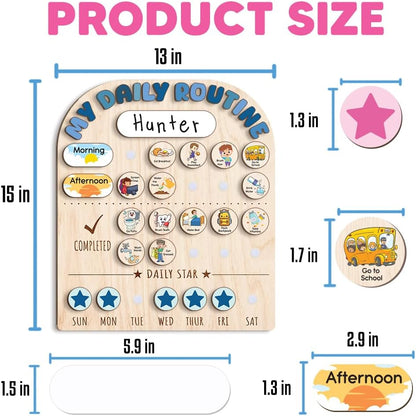 Wooden Chore Chart for Kids, Wooden Daily Routine Chart for Kids, Visual Schedule for Kids, Chore Reward Chart, Bedtime Morning Routine Chart for Toddlers