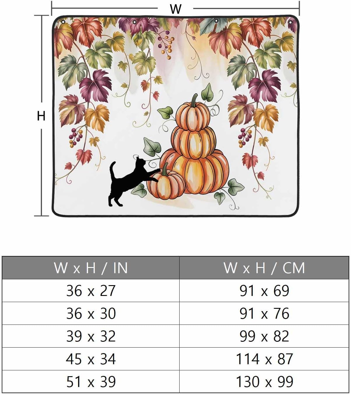 Fall Magnetic Fireplace Cover, Fireplace Draft Blocker, Pumpkins Cat Maple Leaf Thanksgiving Fireplaces Blanket for Heat Loss/Cold Air, Fireplaces Draft Stopper Cover for Inside 36''x27''