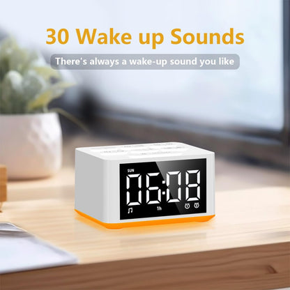3-in-1 Sound Machine White Noise Machine Dual Alarms 12 Color Night Lights 30 Soothing Sounds 15 Wake Up Sounds 32 Volume for Baby Adults Kids Sleep Timer Memory Function Backup Battery Alarm Clock