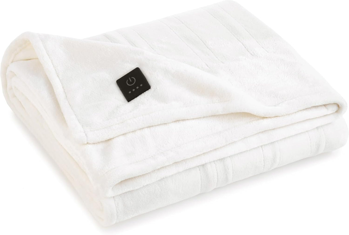 Brookstone Electric Heated Plush Throw - Heated Blankets - 4 Heat Settings, 4-Hour Auto Shut Off, 100% Polyester, 50"x60" - Blue Trellis