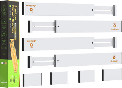 Bamboo Drawer Dividers Organizers, Drawer Separators Splitter,17-22 inches Long Adjustable Spring-loaded Organizer for Large Utensil, Clothes, Tools Drawers(yellow)