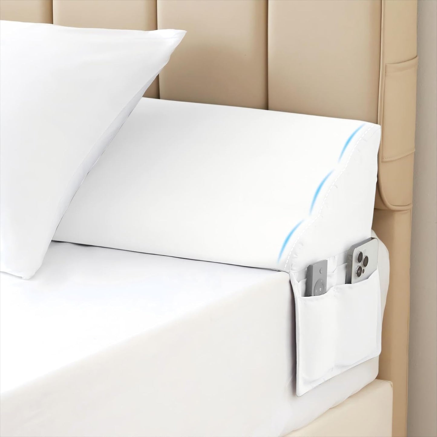 MEGCXIT King Bed Wedge Pillow for Headboard, 76"×10"×6", White | Bed Gap Filler, Triangle Pillow Wedge for Headboard Gap, Bolster Pillows for Beds, Anti-Slip Mattress Wedge Gap Filler