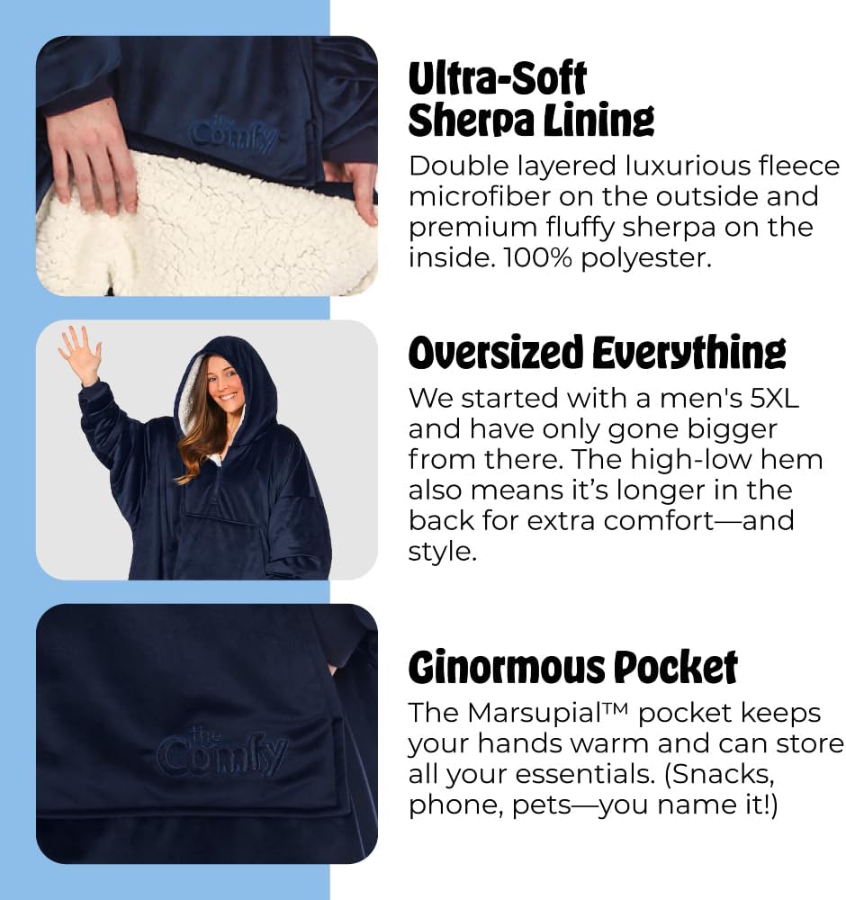 THE COMFY Original | Shark Tank | Patented | Sherpa Wearable Blanket Hoodie