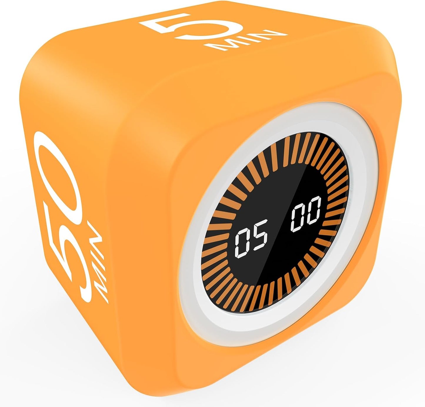 Rotating Cube Pomodoro Visual Timer 5, 25, 10 50 Minutes Preset | Custom Countdown, LED Display, Silicone Case, Loud Alarm&Silent, Rechargeable Desk Productivity Flip Timers for ADHD, Kitchen