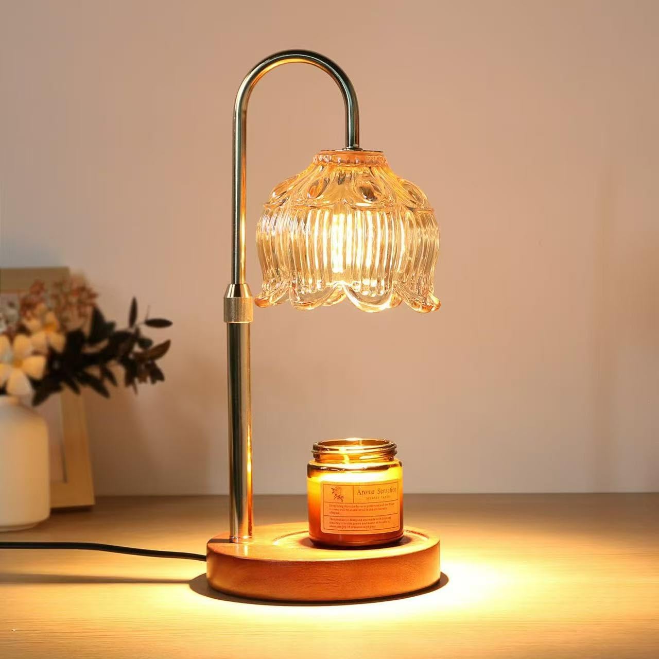 Fragrance Candle Warmer Lamp with 2 Bulbs Electric Candle Warmer with Timer & Dimmer for Home Decor