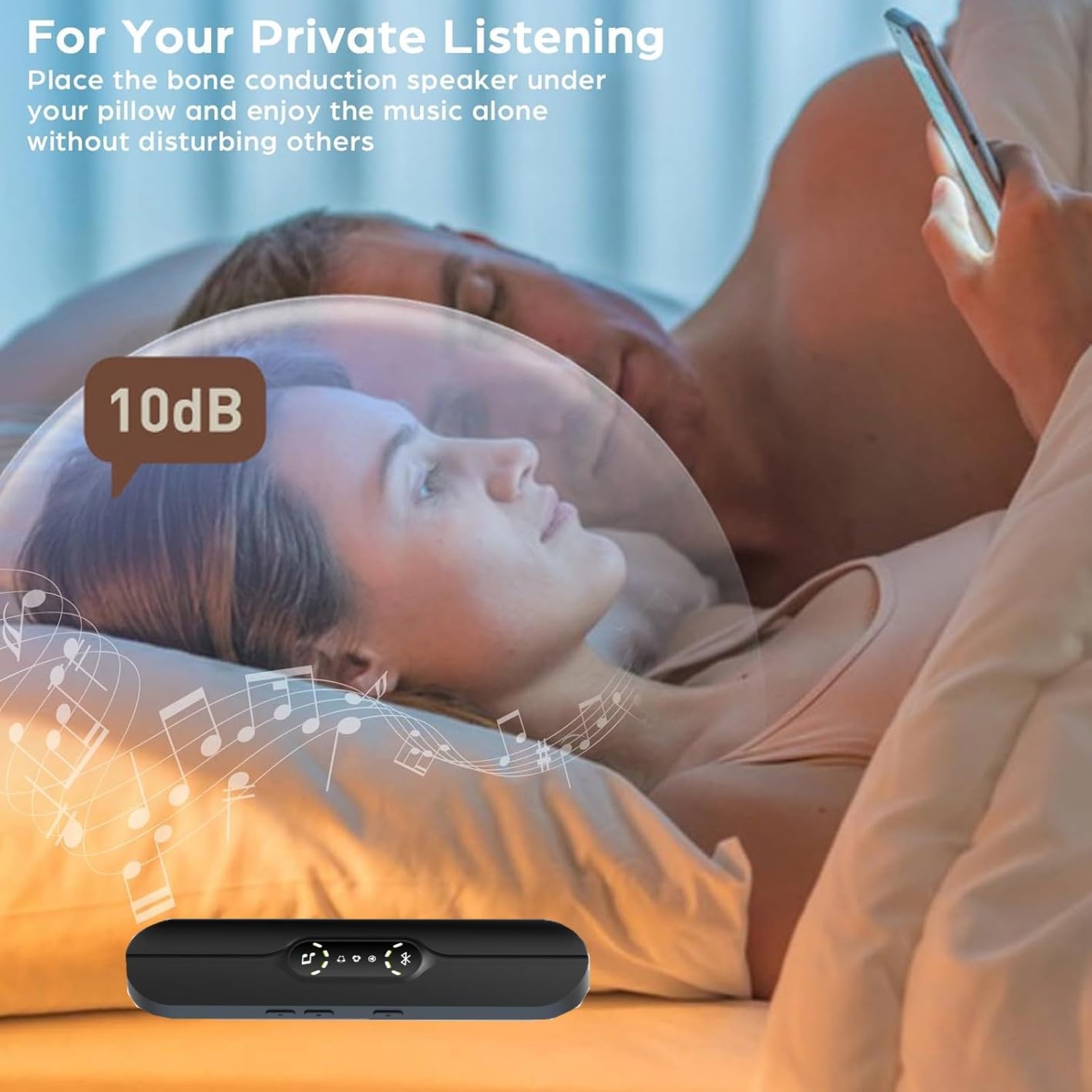 Under Pillow Speakers for Sleeping Bluetooth, Bone Conduction Technology, 3D White Noise Generator, Volume Control & Sleep Timer, Side Sleeper Friendly