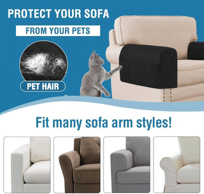 H.VERSAILTEX Water Resistant Armrest Covers for Sofa, 2 Pack, Ivory/Beige | Waterproof Armchair Caddy, Couch Arm Covers Remote Control Holder Sofa Armrest Organizer for Magazine, Tablet, Phone, iPad