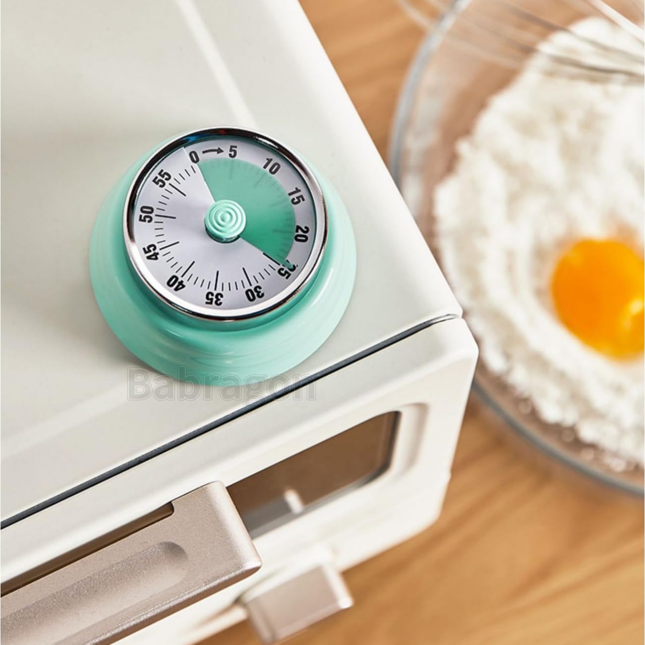 Visual Timer, 60-Minute Magnetic Mechanical Kitchen Timer Green | Stainless Steel Manual Countdown Timer with Loud Alarm for Cooking, Fitness, Office