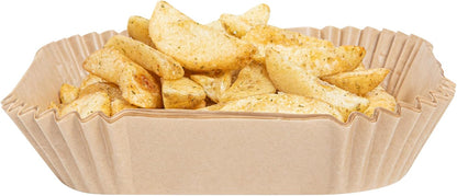 Restaurantware-Pastry Tek 8.1 x 5.5 x 1.8 Inch Air Fryer Liners, 100 Rectangle Air Fryer Baskets - No-Stick Silicone Coating, Unbleached, Food-Grade Paper Liners, For Steamer, Microwave, Oven
