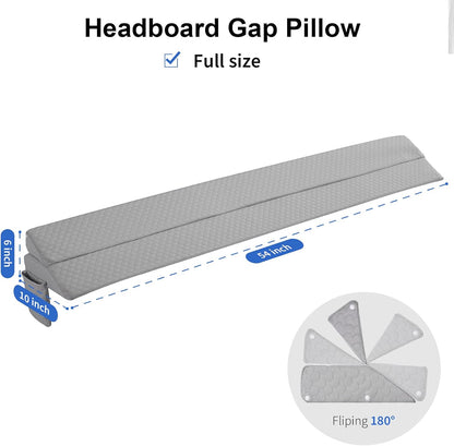 EUHAMS Queen Size Bed Wedge Pillow - Bed Gap Filler Mattress Wedge Headboard Pillow Close The Gap 0-7" Between Your Headboard and Mattress or Wall for Sleeping Backrest Pillow (60"x10"x6" Gray)